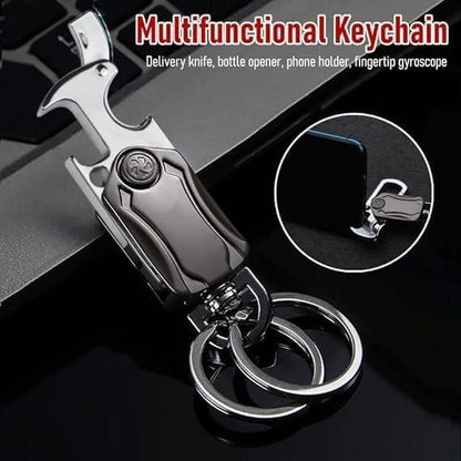 5 IN 1 Heavy Duty Dual Ring Multifunction Keychain with Cutter