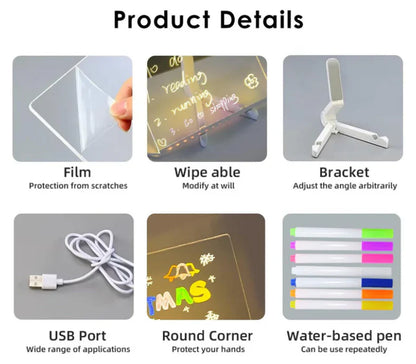 3D LED Light Glass Acrylic Writing pad